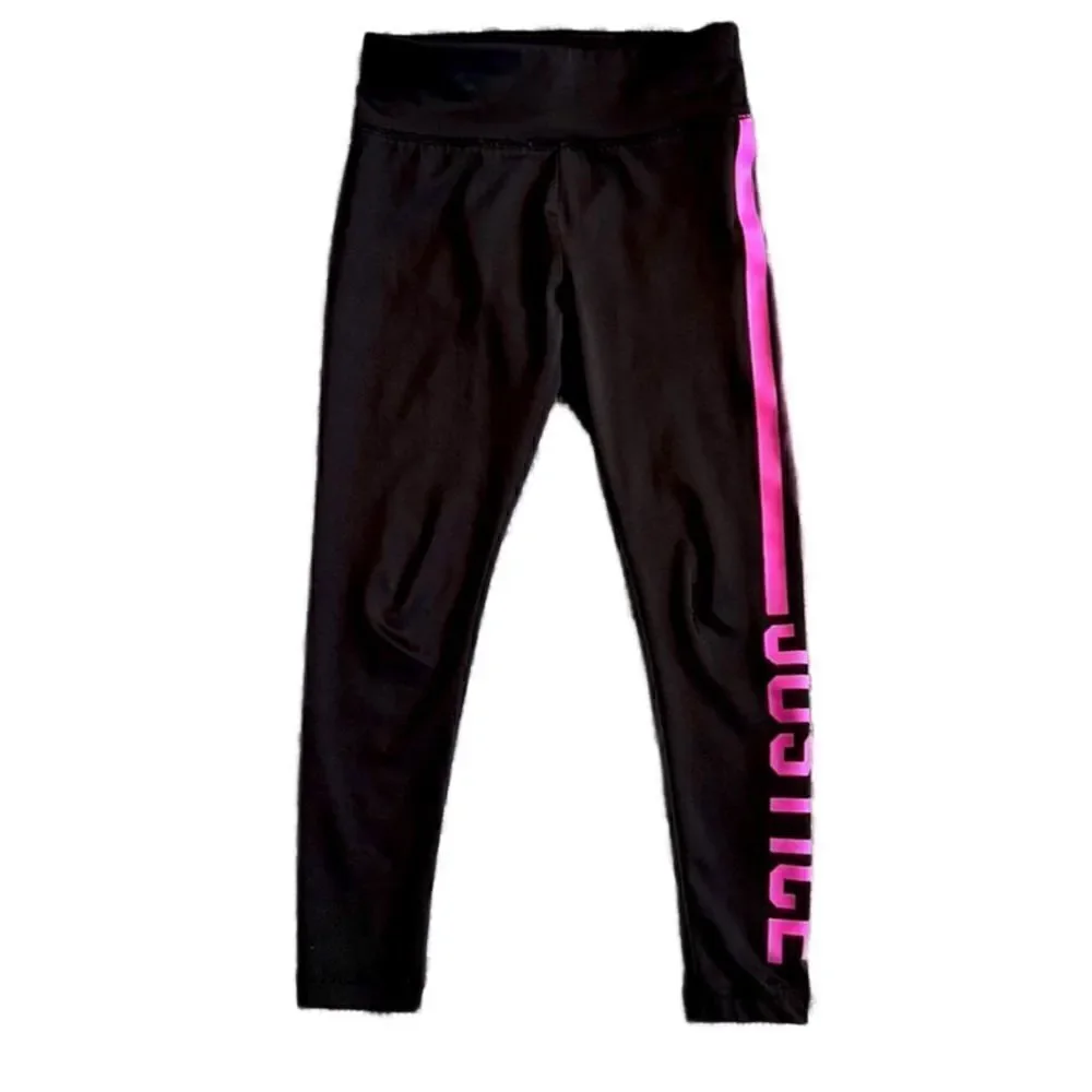 Justice Girls Sz 6 Distressed Black & Pink Leggings
